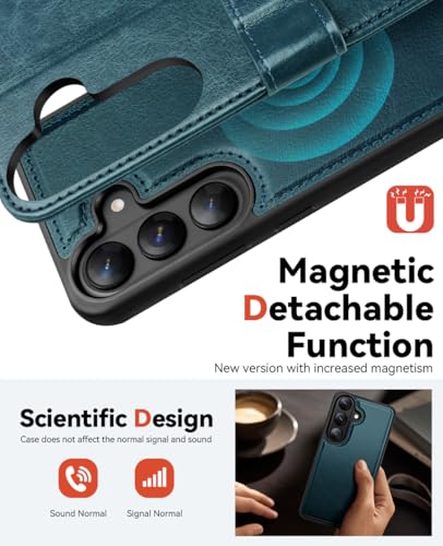 OCASE for Samsung Galaxy S26 Detachable Wallet Case with Card Holder, [2 in 1] PU Leather Flip Folio Case with RFID Blocking Stand Wrist Strap Shockproof Phone Cover 2026, Peacock Blue - color: Peacock Blue, size: Samsung Galaxy S26