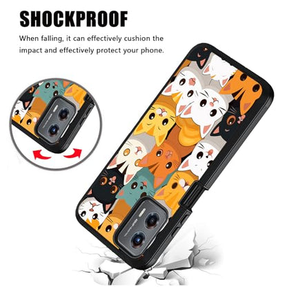 for Moto G 5G 2024/Moto G Play 5G 2024 Case, Military Grade Heavy Duty [3-Layer] Dustproof Shockproof Full-Body Protective Case for Motorola Moto G 5G 2024, Cute Cartoon Cats - color: Cute Cartoon Cats