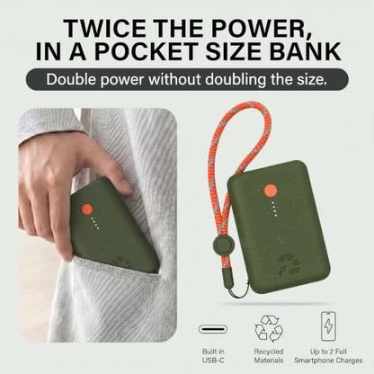 Nimble Champ Portable Charger, 10000mAh Power Bank, 20W Dual USB-C Charging - color: Outdoor Green