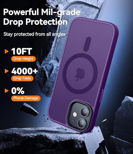 CANSHN Magnetic for iPhone 12 Case/iPhone 12 Pro Case, Deep Purple | Translucent Matte, Compatible with MagSafe, Heavy Duty Protection, Scratch Resistant, Slim Fit, Pocket Friendly - color: Matte Magnetic & Deep Purple