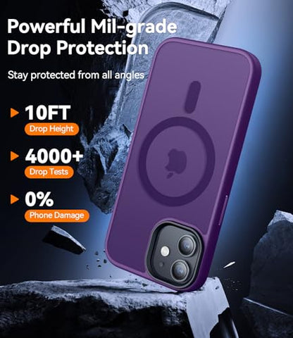 CANSHN Magnetic for iPhone 12 Case/iPhone 12 Pro Case, Deep Purple | Translucent Matte, Compatible with MagSafe, Heavy Duty Protection, Scratch Resistant, Slim Fit, Pocket Friendly - color: Matte Magnetic & Deep Purple