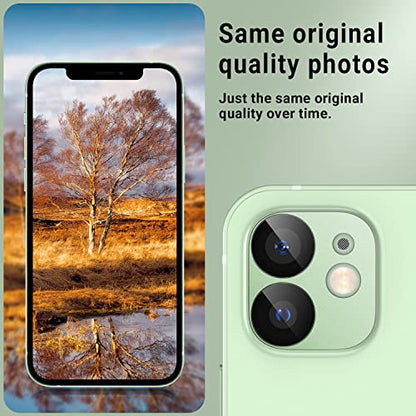 Korecase [ 2 Pack Camera Lens Protector for iPhone 12, Aluminum Metal Lens Film, 9H Hardness Tempered Glass Camera Screen Cover,Bubble Free,Strong Stickiness Case Friendly - Black - color: Black