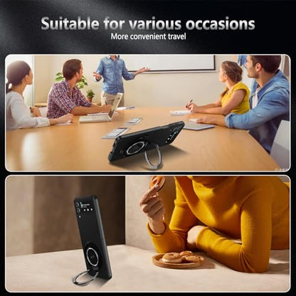 Magnetic Case for Samsung Galaxy Z Flip 4, [Compatible with MagSafe] Military Grade Shockproof Slim fit Samsung Z Flip 4 Phone Case with Magnetic Ring Kickstand, Black - color: Black, size: Samsung Galaxy Z Flip 4