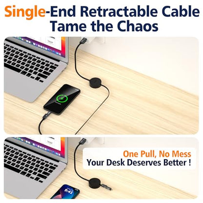 AGVEE 1.6ft Fixed / 2.3ft Extend One-End Retractable Multi Charging Cable - size: 1.6ft Fixed / 2.3ft Extend
