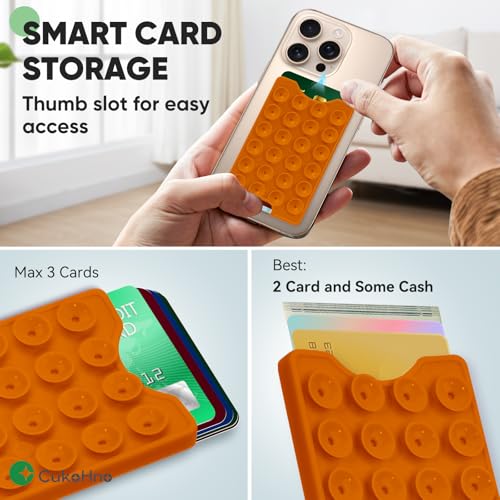 Suction Phone Card Holder Adhesive Mount,Up to 3 Cards,Marigold - color: Marigold