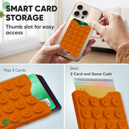 Suction Phone Card Holder Adhesive Mount,Up to 3 Cards,Marigold - color: Marigold