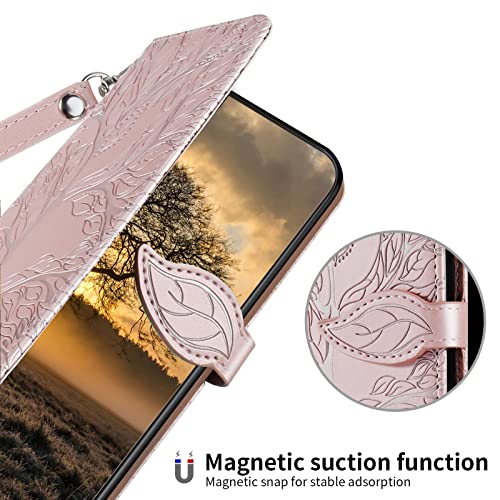 Wallet Case for Google Pixel 6A with Card Holder/Slot,PU Leather Folio Flip Shell [Kickstand][Magnetic Closure][Wrist Strap] Shockproof Cover Fit Google Pixel 6A, Rose Gold - color: Rose gold, size: Google Pixel 6A