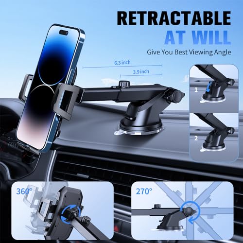 SUUSON Upgraded 3-in-1 Car Phone Holder Mount for Car, Carbon Black