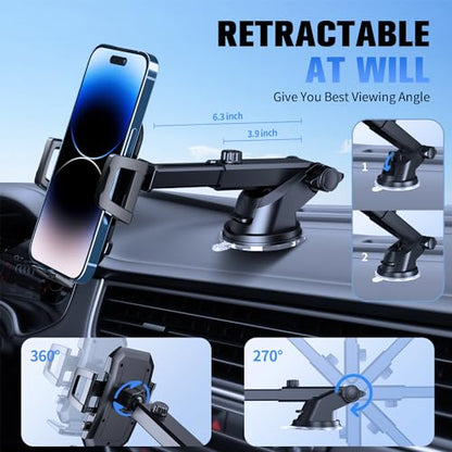 SUUSON Upgraded 3-in-1 Car Phone Holder Mount for Car, Carbon Black