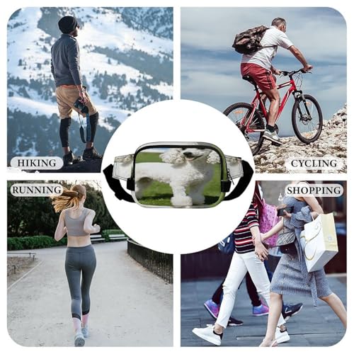 Poodle Dog Fanny Packs for Women Men Double Layer Fashion Waist Pack Adjustable Belt Bag with Pockets Small Crossbody Bags for Running Hiking Workout Travel Daily Use