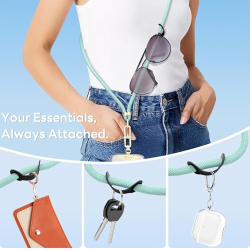 Adjustable Anti-Theft Phone Lanyard Neck & Crossbody Strap with 0.2mm Metal Tab & Comfort-Fit 8mm Rope (Blue) - color: Blue