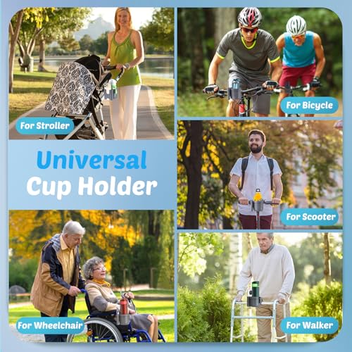 Walker Cup Holder with Phone Holder, Stroller Wheelchair Bike Accessories - color: Gray