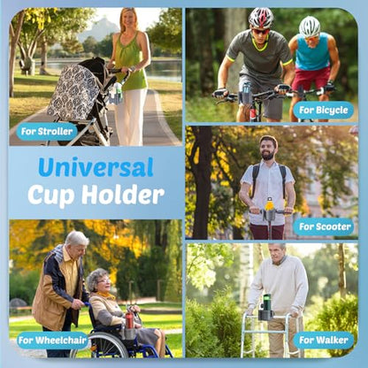 Walker Cup Holder with Phone Holder, Stroller Wheelchair Bike Accessories - color: Gray