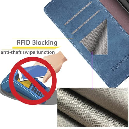 SUANPOT Compatible with Samsung Galaxy S26 Wallet case with RFID Blocking Credit Card Holder,Flip Book PU Leather Protective Cover Women Men for Samsung S26 Phone case Sky Blue - color: Sky Blue, size: Samsung Galaxy S26