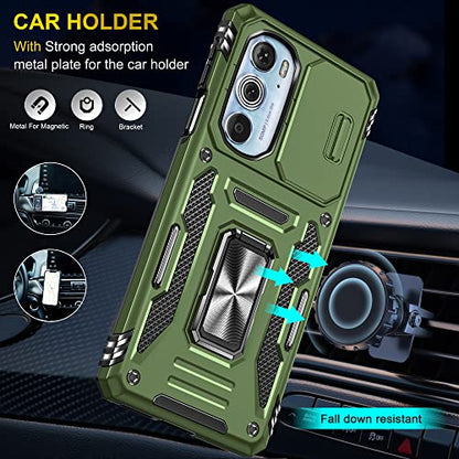 for Moto Edge Plus 2022 Case with Slide Camera Cover & Stand, Olive Green - color: ZS Olive Green, size: Moto Edge Plus (2022)