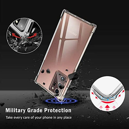 KIOMY Crystal Clear Case for Samsung Galaxy Note 20 Ultra 5G Hybrid Design Hard PC Back Cover with Flexible TPU Raised Frame Shockproof Bumper Corners Protective Slim Fit Anti Yellow Transparent Shell