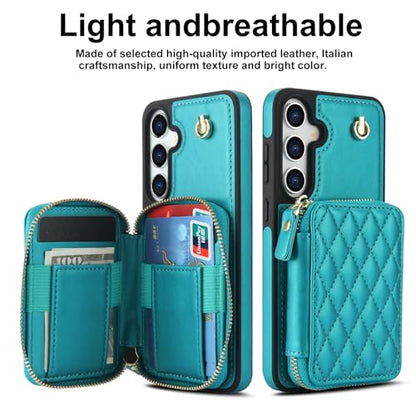Asuwish Phone Case for Samsung Galaxy S25 5G Wallet Cell Cover with Tempered Glass Screen Protector Wrist Crossbody Strap RFID Blocking Credit Card Holder S 25 25S 25 25S SM-S931U Women Girls Green - color: Green