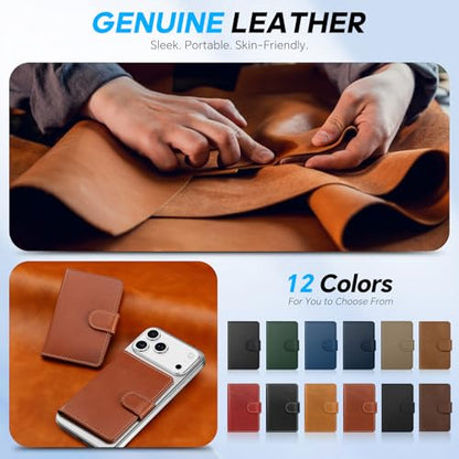 SHIELDON Genuine Leather for Magsafe Wallet, Retro Brown - color: Brown - Retro
