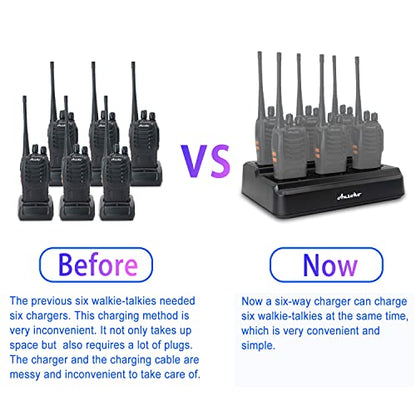 6-Way Charger Multi-Unit Walkie Talkie Charger Organizer with 6 Charging Dock - Quick Charge for Baofeng BF-888S, Pxton PX-888S, Arcshell AR-5, Ansoko A-8S