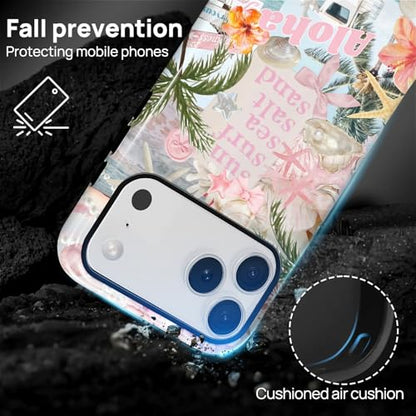 Case for iPhone 17 Pro, Cute Phone Case, Aloha Summer Collage | Hybrid 2-Layer Phone Cover，Military-Grade Protection Durable Shockproof Anti-Scratch Cases - color: Pink Aloha Summer Collage, size: Iphone 17 Pro
