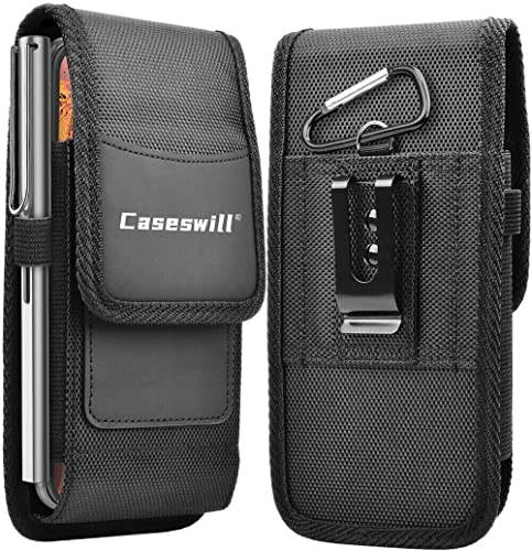 Rugged Nylon Holster Compatible with iPhone 17/16/15/14/13/12/11 Pro Max & Plus Models, T-Mobile Revvl 8/8 Pro/7/7 Pro/ 6X/6 5G Case Nylon Phone Pouch Belt Clip Holster