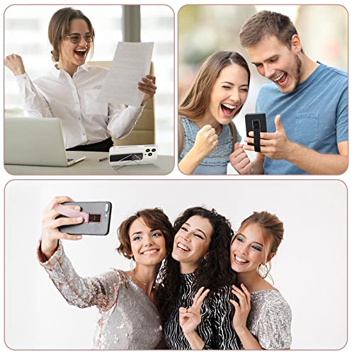 4 Pieces Phone Grip Strap Telescopic Phone Kickstand Elastic Finger Holer Hand Strap Adhesive Loop for Phone Grip with Stand Compatible with Most Smartphones (Black, Rose Gold) - color: Black, Rose Gold