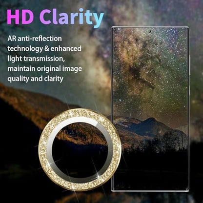Camera Lens Protector for Samsung Galaxy S22 Ultra, Glitter Gold - color: Glitter Gold