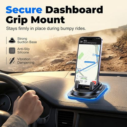 Car Phone Holder 360 Degree Rotation, 2026 New Dashboard Phone Holder, Adjustable Universal Car Phone Mount for Car Magnetic Interiorcar Navigation Mount for Drivers (1PC)