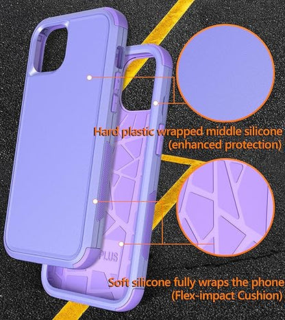 Diverbox for iPhone 15 Pro Case [Shockproof] [Dropproof] [Tempered Glass Screen Protector ],Heavy Duty Protection Phone Case Cover for Apple iPhone 15 Pro 6.1 inch (Purple) - color: Purple