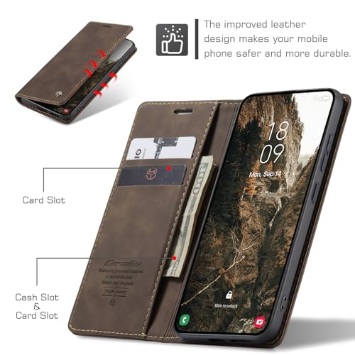 Compatible with Samsung Galaxy S26 Plus Case with Card Holder, Kickstand Protective Flip Folio Leather Wallet Case for Galaxy S26+ Plus 5G 6.7 inch (Coffee) - color: Coffee, size: S26 Plus 6.7 Inch