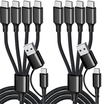 Puxnoin USB C Splitter Multi Charging Cable, USB A/C Fast Charging Cord