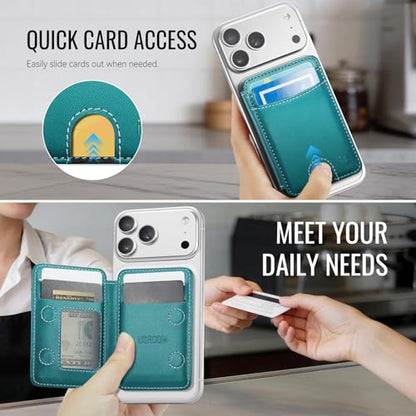 for Magsafe Wallet Magnetic RFID Blocking Card Holders, Bluish Green - color: Bluish Green