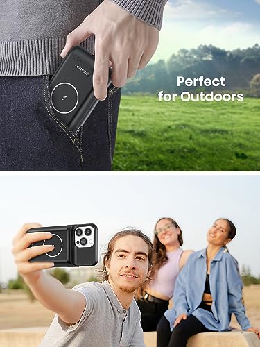 NEWDERY Battery Case for iPhone 15 Pro/iPhone 15 10000mAh, USB C Qi Wireless Charging Case, Portable Rechargeable Extended Charger Case Battery Pack - 2023 Release Black | USB-C, Magnetic Qi Wireless Charging, LED indicators, Extended Battery, Rechargeabl