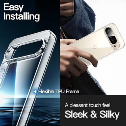 JETech Case for Google Pixel 9 Pro XL, Anti-Yellowing, Clear | Shockproof Protection, Scratch Resistant Hard PC Back, Durable Transparent TPU Bumper - color: Clear, size: Pixel 9 Pro XL