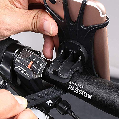 Bike Cell Phone Mount, Silicone Bike Bicycle Motorcycle MTB Stroller Handlebar, Universal Cycling Holder Fits 360° Rotation Compatible with All Apple iPhone Samsung Galaxy, Google Pixel