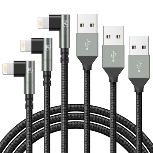 iPhone Charger 10FT, 3Pack 90 Degree Charging Cable [Apple MFi Certified] - color: Grey, size: 10FT, style: USB A to Lightning
