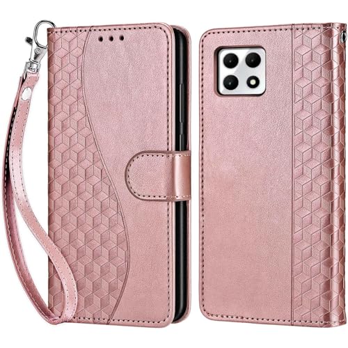 for T-Mobile Revvl 7 5G Wallet case, Rose Gold | 3 Card Holders, Kickstand, Shockproof TPU Shell, PU Leather, Magnetic Closure, Protective Flip Folio Cover, Women - color: 5