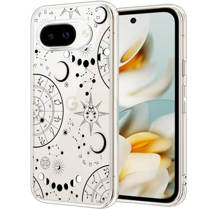Unov for Pixel 10a Case, Clear with Design, Slim Fit Good Grip, Embossed Phone Case, Shockproof Protective Cover, Raised Camera Protection, Soft TPU, Zodiac Galaxy - color: Zodiac Galaxy