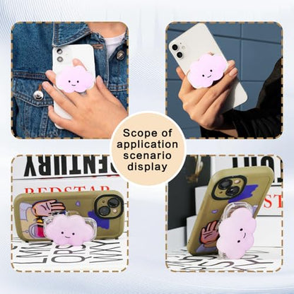 Phone Grip Cute 2D Cloud Shape Collapsible Expandable, Smartphone Tablet Cell Phone Grip Stand Holder (Pink) - color: Pink
