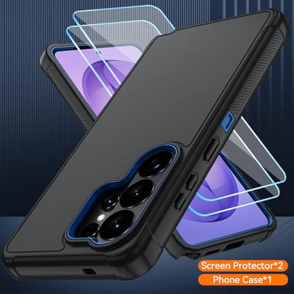 for Samsung Galaxy S26 Ultra Case with HD Screen Protector, 3-Layer Shockproof Military Grade Full Body Protection, Heavy Duty Hybrid Protective Phone Cover (Black/Navy) - color: Black/Navy