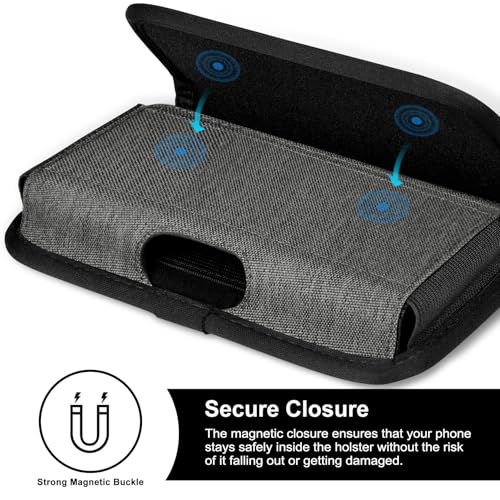 ykooe Rugged Nylon Holster Compatible with iPhone 16/15/14/13/12 Pro Max & Plus,17 Air Models, Galaxy S24/S23/S21/S20 FE Cell Phone Belt Holder for Men, Dark Grey - XL - color: Dark Gray, size: XL