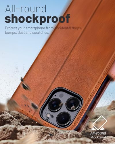 OCASE Compatible with iPhone 16 Pro Max Wallet Case, PU Leather Flip Folio Case with Card Holders RFID Blocking Kickstand [Shockproof TPU Inner Shell] Phone Cover 6.9 Inch 2024, Brown - color: Brown
