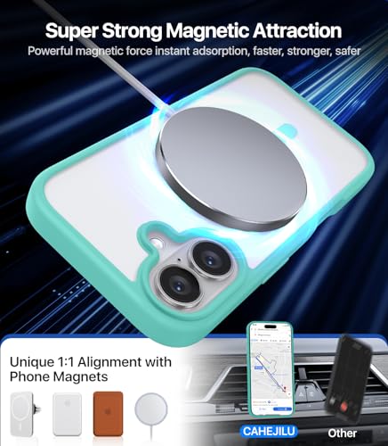 CAHEJILU Magnetic for iPhone 16 Case,[Compatible with MagSafe][Military Grade Drop Protection] Anti-Fingerprint Translucent Matte Shockproof Protective Case for iPhone 16 Phone Case 6.1",Sky Blue - color: Sky Blue
