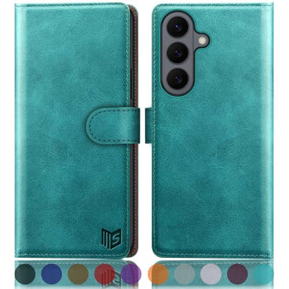 SUANPOT Compatible with Samsung Galaxy S26 Plus Wallet case with RFID Blocking Credit Card Holder,Flip Book PU Leather Protective Cover Women Men for Samsung S26 Plus Phone case Blue Green - color: Blue Green, size: Samsung Galaxy S26 Plus