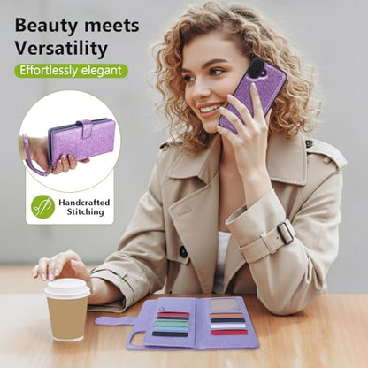 Varikke for iPhone 17 Glitter Case Wallet Magnetic Detachable, Light Purple - color: (Standard) Light Purple, size: iPhone 17 6.3"
