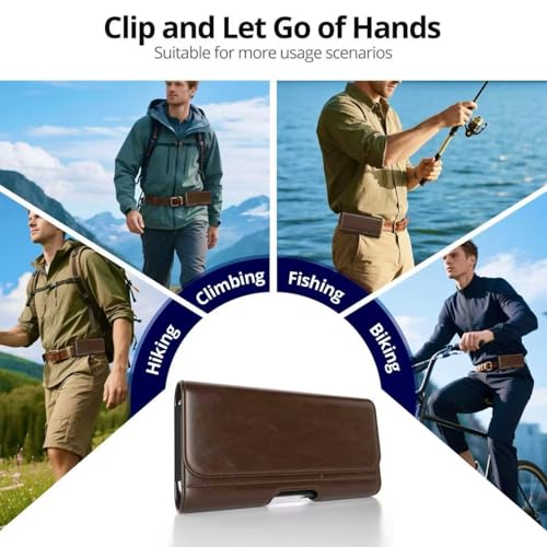 Magnetic Closure Holster for Motorola Edge, Motorola Moto G Power/G Play/Moto G/G36 G06 G57 Pure G05 G15 G100 (2026 2025 2024) - Leather Belt Case Premium Pouch (Fits Slim/Regular Case) (Coffee Brown) - color: Coffee Brown
