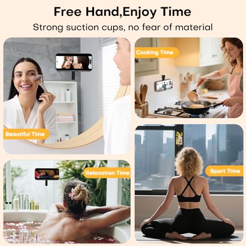 TAURI for Magsafe Suction Phone Grip - Universal Magnetic Suction Grip, 360° Rotating Hands-Free Holder, Silicone Suction Grip for iPhone 17 Pro Max/16/Android/S25,Black - color: Black