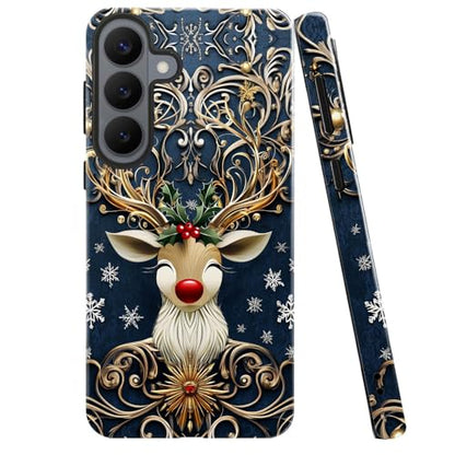 Case for Samsung Galaxy S26 Plus,Camera Protection Soft Glossy Phone Case - Christmas Reindeer Golden - color: Christmas Reindeer Golden, size: Samsung Galaxy S26 Plus
