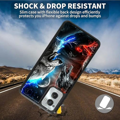 for Motorola Moto G Power 5G 2024 6.7" Wallet Case with Credit Card Holder, Shockproof Protective Kickstand Credit Card Slot Holder Flip Soft PU Leather Cover, Dragon Wolf - color: Dragon Wolf