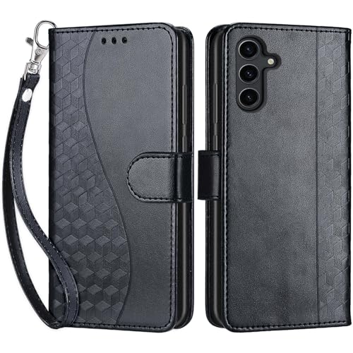 Wallet Case for Samsung Galaxy S24 Plus 6.7 inch, Black | Women Flip Folio Cover, Embossed PU Leather, Stand, Credit Card Holders Slots, Wrist Strap - color: 3